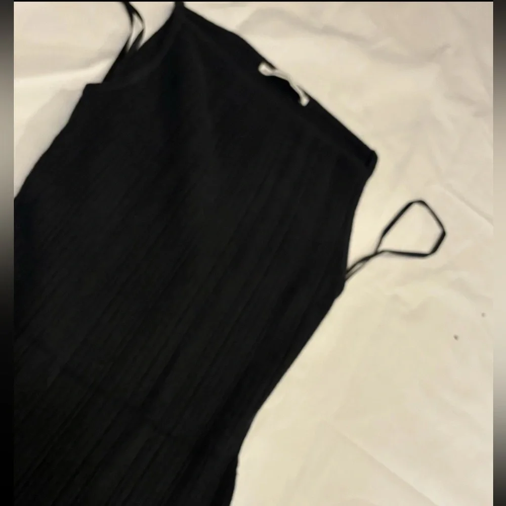 Abercrombie & Fitch Y2K Ribbed Sleeveless Maxi Dress Square Top Stop Slit XS